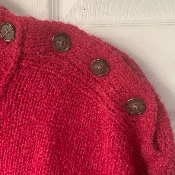J Crew Raspberry button shoulder sweater - Picture 3 of 4